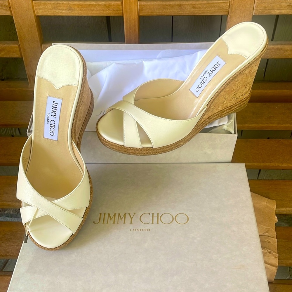 NIB Jimmy Choo off -white Almer mules Sz 40